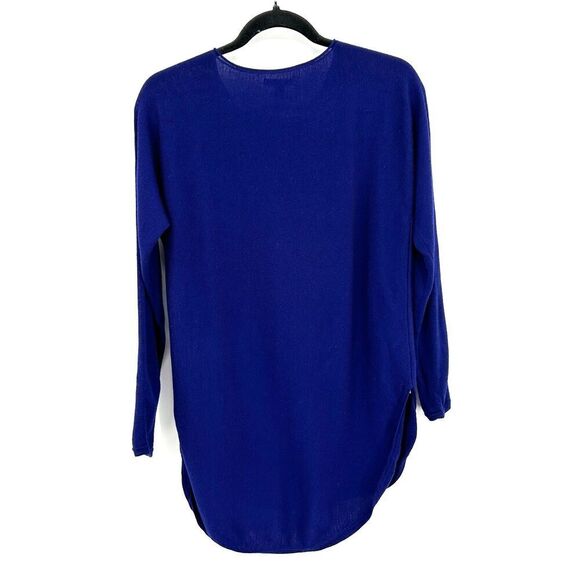 EILEEN FISHER Royal Purple 100% Merino Wool Crew Neck Sweater Tunic Top Size XXS - Picture 2 of 5